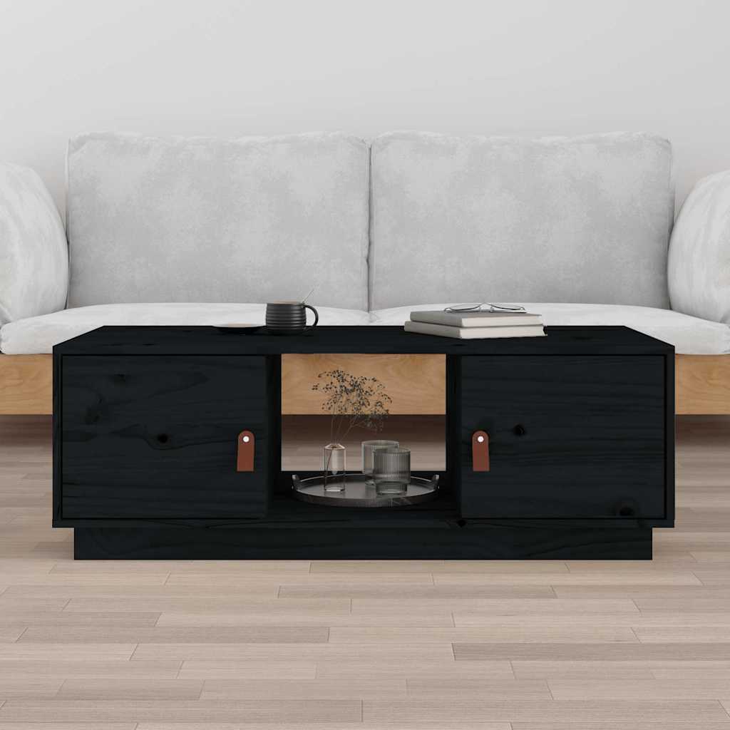 Coffee Table Black 100x50x35 cm Solid Wood Pine