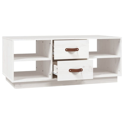 Coffee Table White 100x50x41 cm Solid Wood Pine