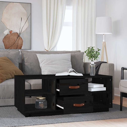 818274 vidaXL Coffee Table Black 100x50x41 cm Solid Wood Pine