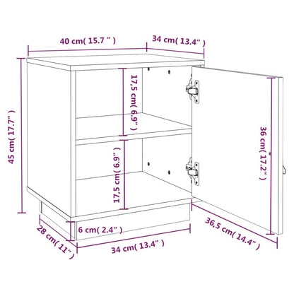 Bedside Cabinet White 40x34x45 cm Solid Wood Pine