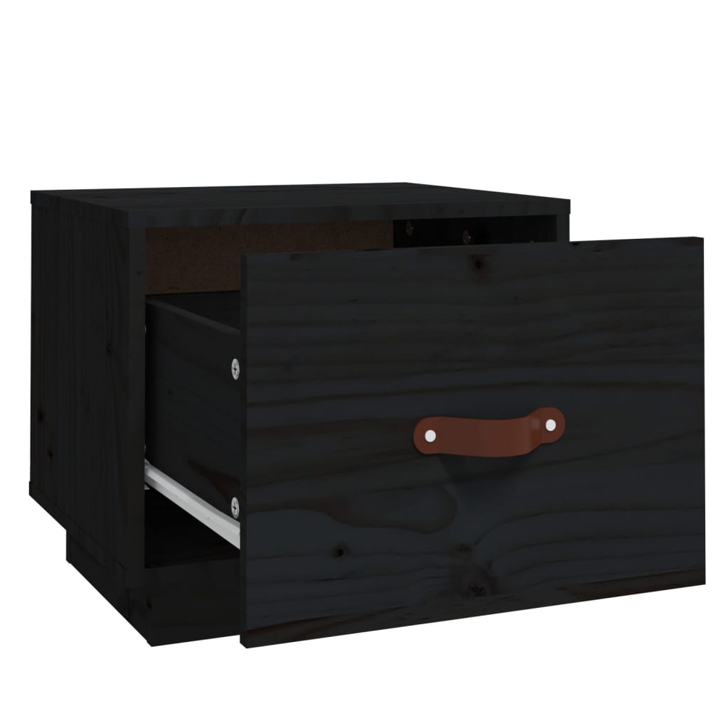 Bedside Cabinet Black 40x34x35 cm Solid Wood Pine
