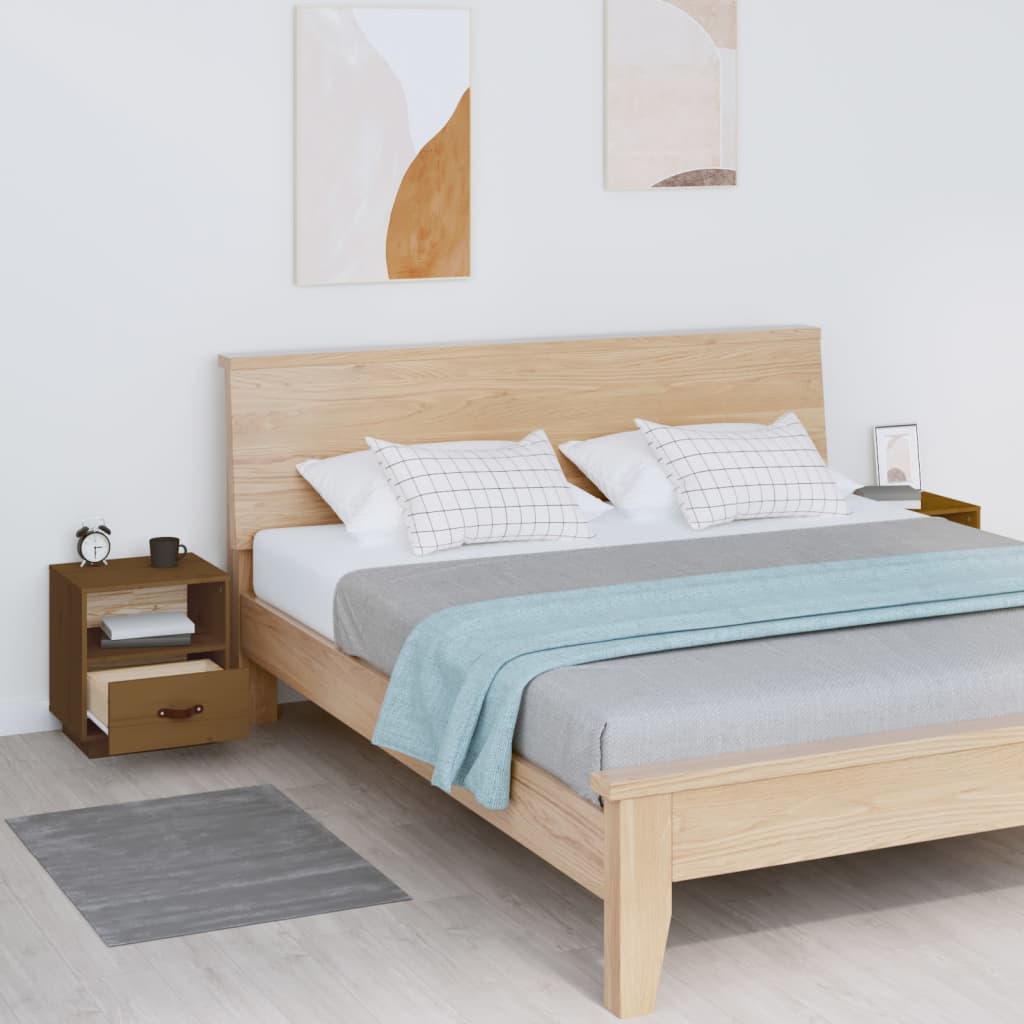 Bedside Cabinets 2 pcs Honey Brown 40x34x45 cm Solid Wood Pine