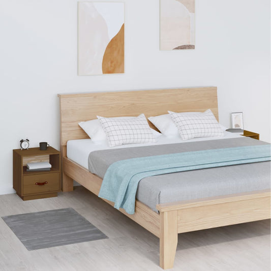 Bedside Cabinets 2 pcs Honey Brown 40x34x45 cm Solid Wood Pine