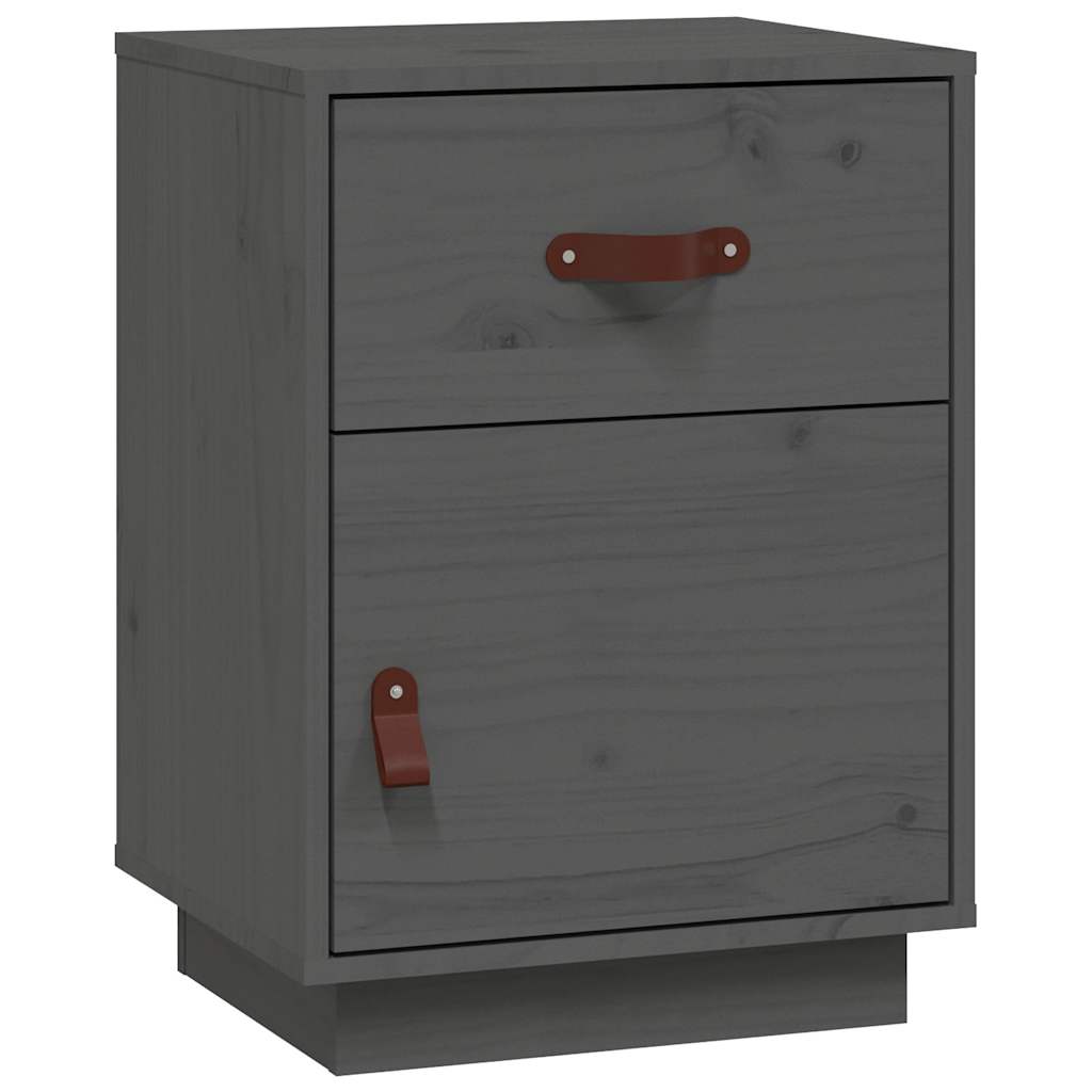 Bedside Cabinet Grey 40x34x55 cm Solid Wood Pine