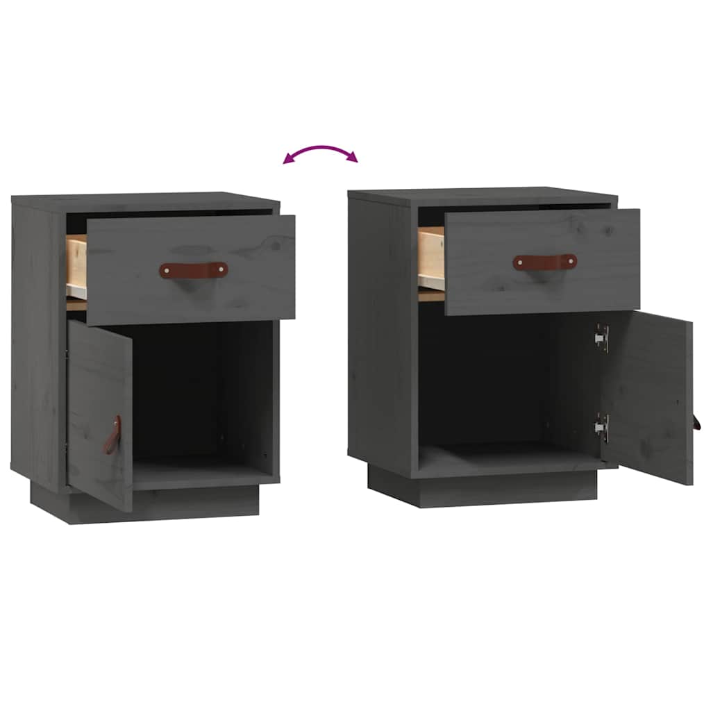 Bedside Cabinets 2 pcs Grey 40x34x55 cm Solid Wood Pine