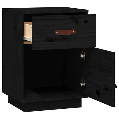 Bedside Cabinet Black 40x34x55 cm Solid Wood Pine
