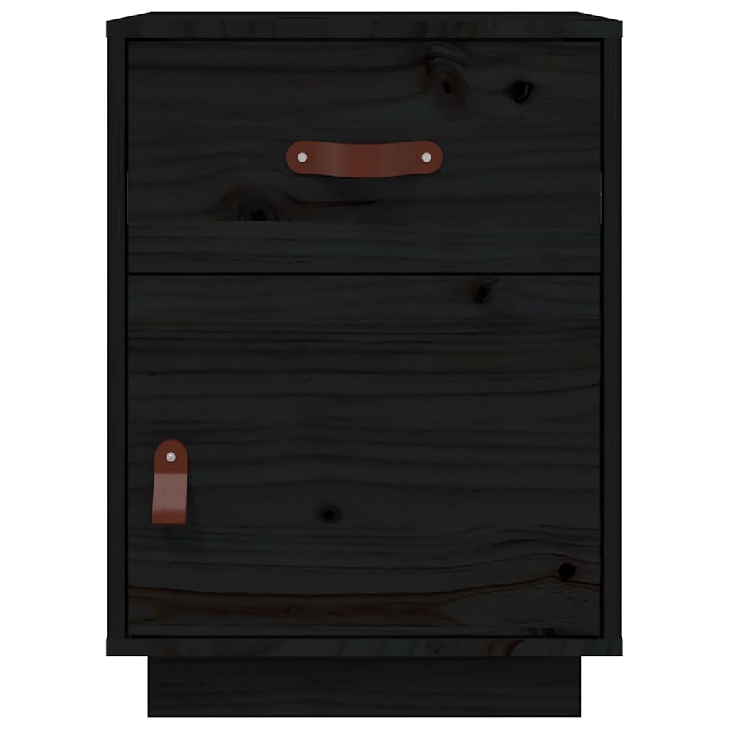 Bedside Cabinets 2 pcs Black 40x34x55 cm Solid Wood Pine