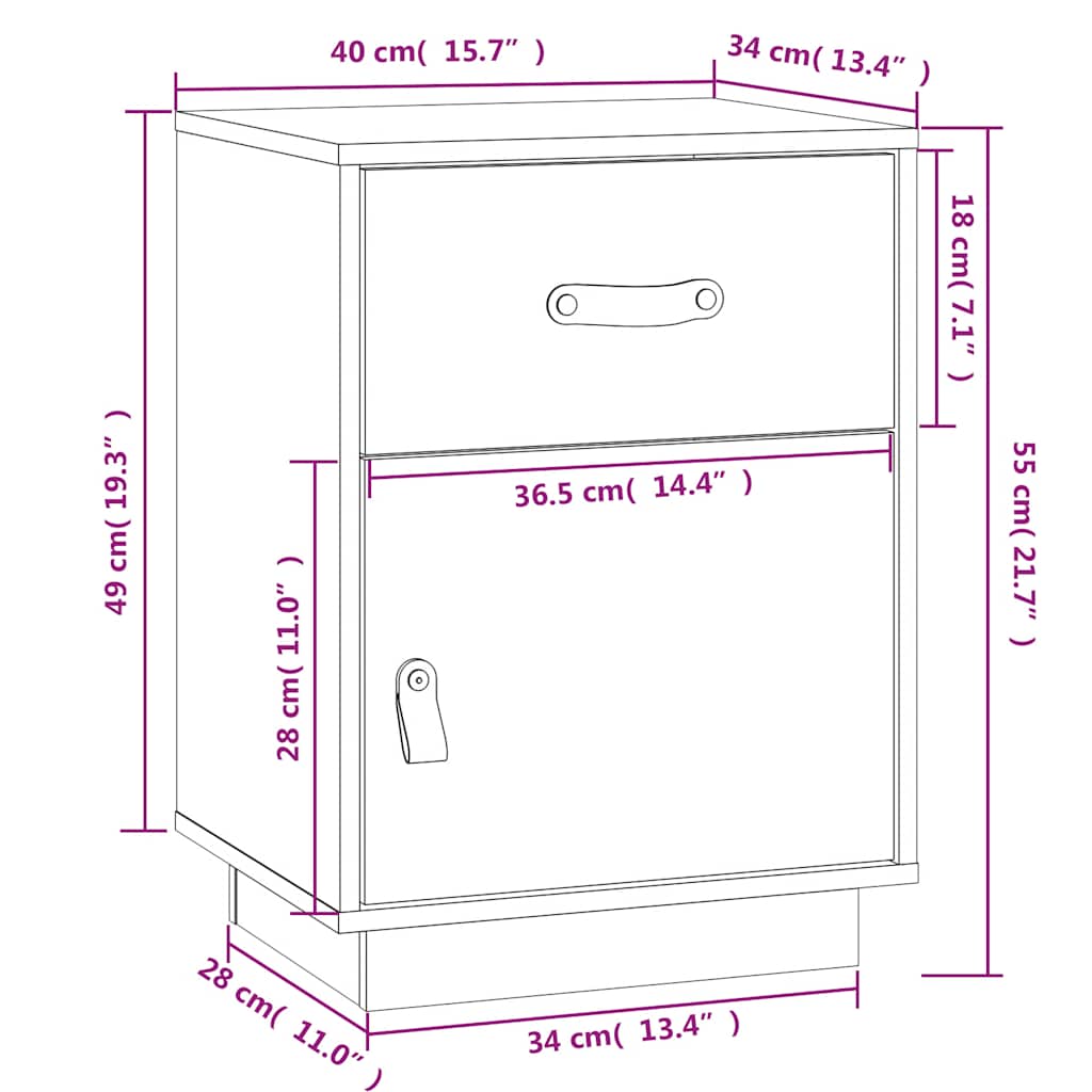 Bedside Cabinets 2 pcs Black 40x34x55 cm Solid Wood Pine