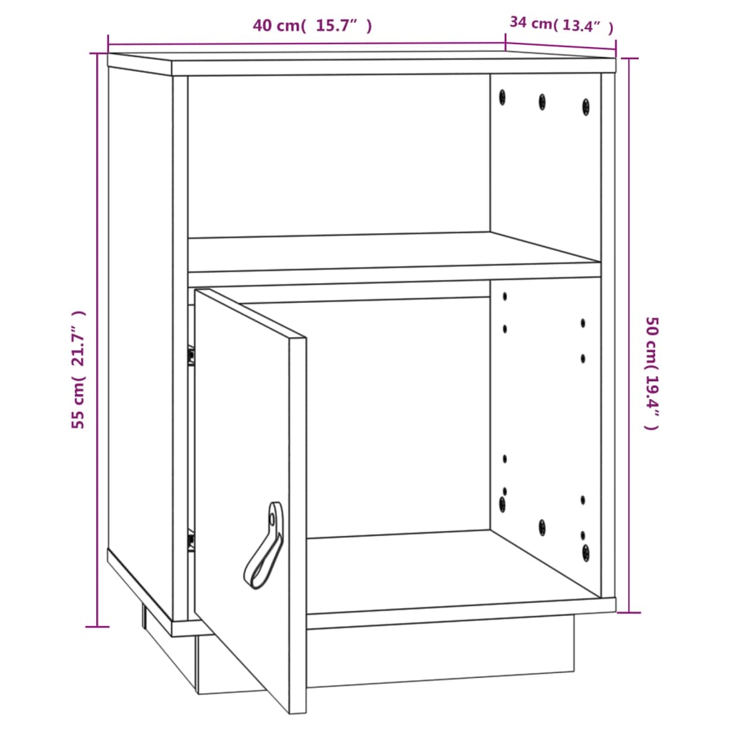 Bedside Cabinet 40x34x55 cm Solid Wood Pine