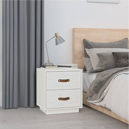 Bedside Cabinet White 40x34x45 cm Solid Wood Pine
