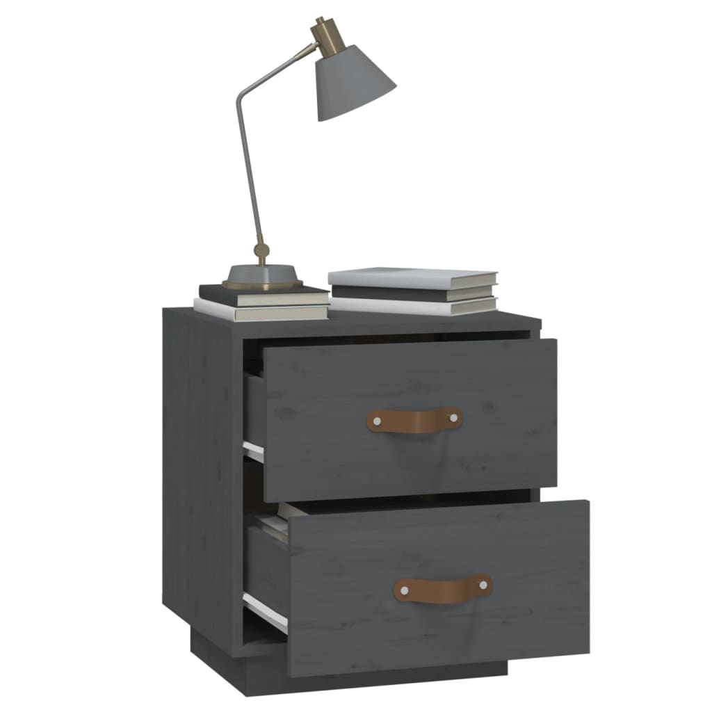 Bedside Cabinets 2 pcs Grey 40x34x45 cm Solid Wood Pine