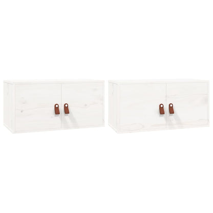 Wall Cabinets 2 pcs White 60x30x30 cm Solid Wood Pine