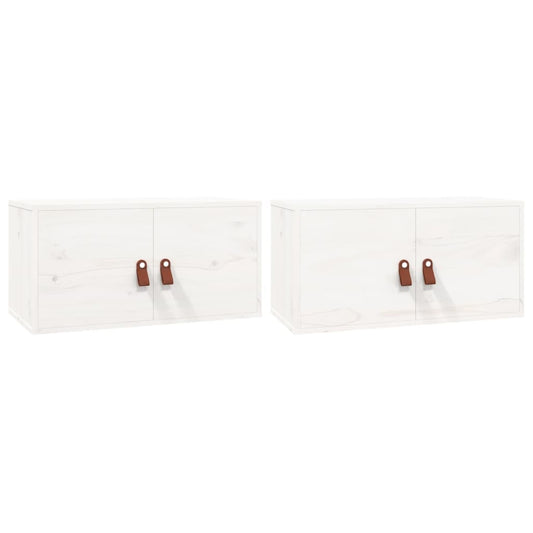 Wall Cabinets 2 pcs White 60x30x30 cm Solid Wood Pine