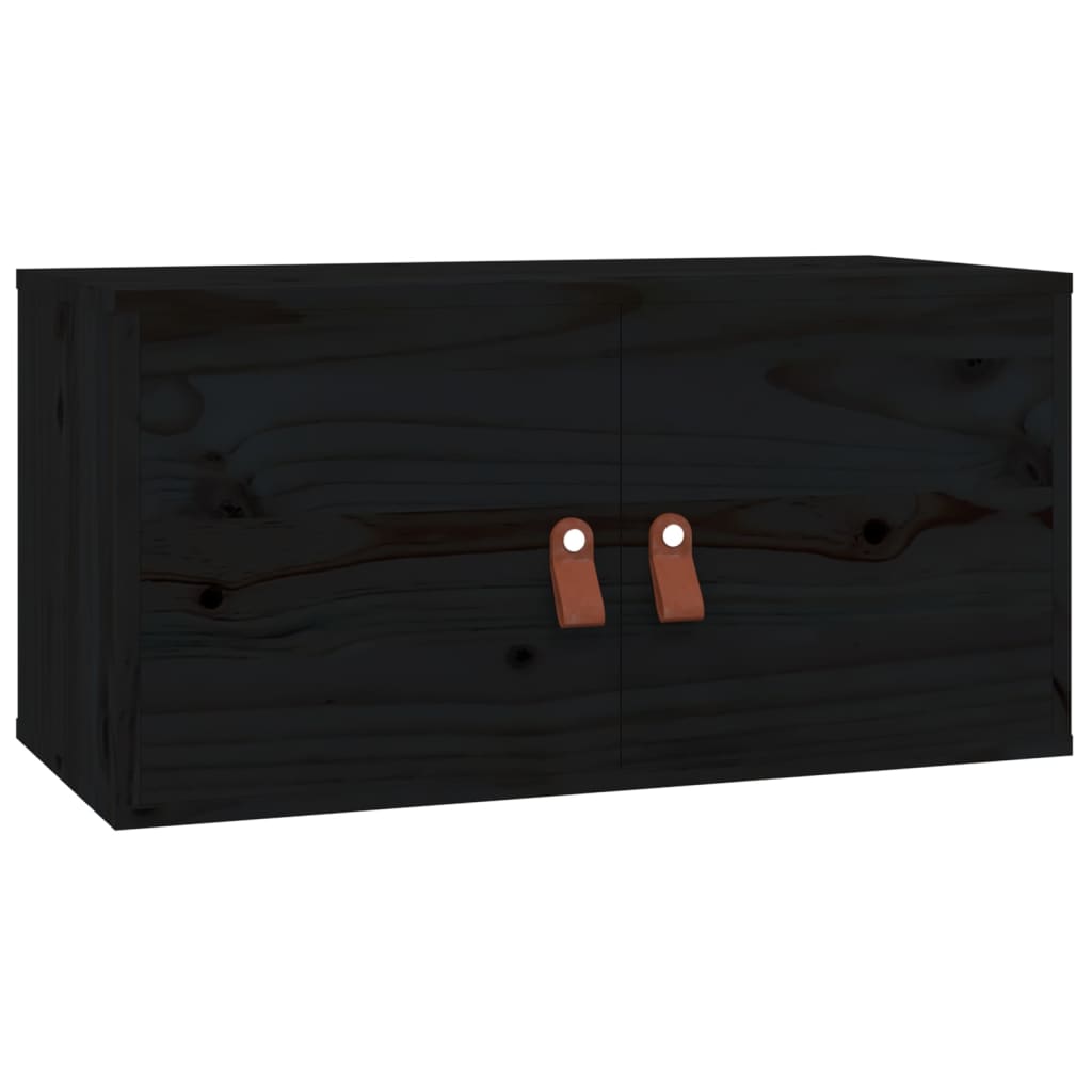 Wall Cabinet | Set of 2 | Black | Solid pinewood, engineered wood