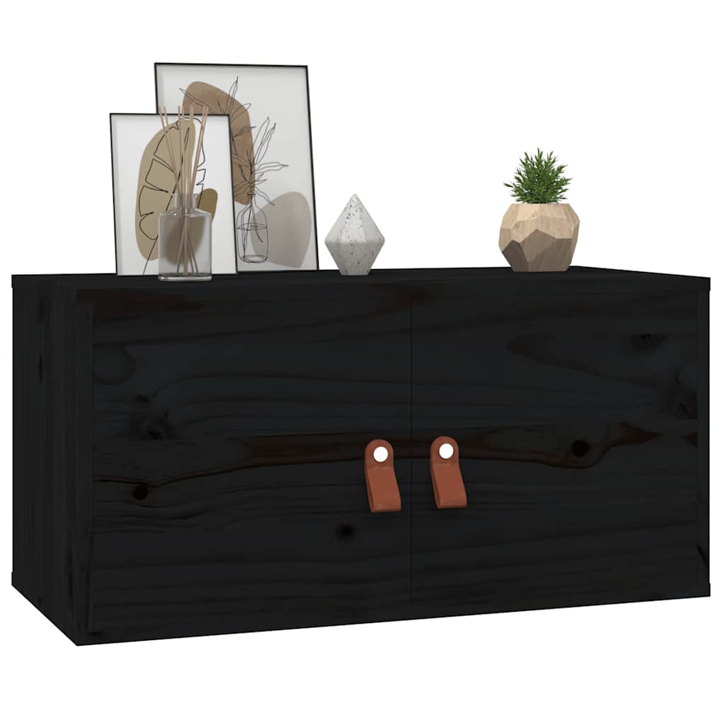 Wall Cabinet | Set of 2 | Black | Solid pinewood, engineered wood