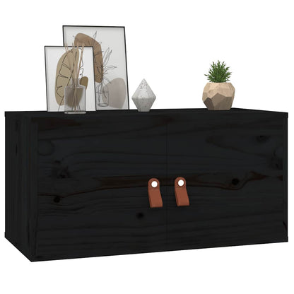 Wall Cabinet | Set of 2 | Black | Solid pinewood, engineered wood