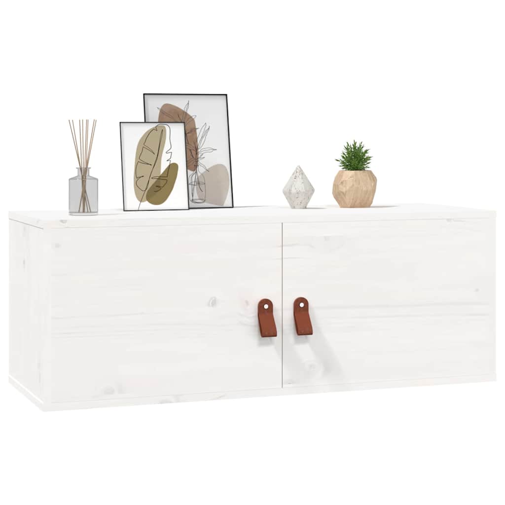 Wall Cabinet White 80x30x30 cm Solid Wood Pine