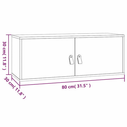 Wall Cabinet White 80x30x30 cm Solid Wood Pine