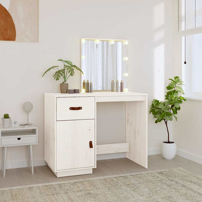 Dressing Table with LED White 95x50x133,5 cm Solid Wood Pine