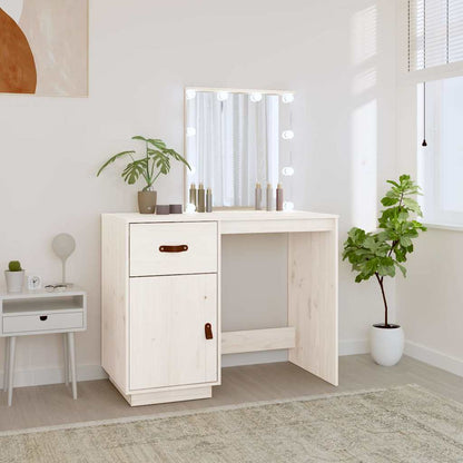 Dressing Table with LED White 95x50x133,5 cm Solid Wood Pine
