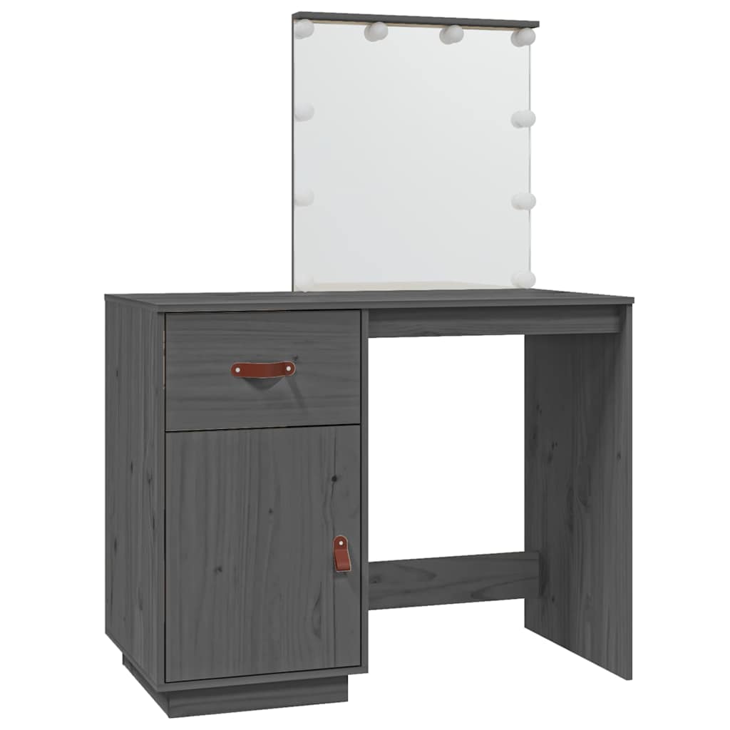 Dressing Table with LED Grey 95x50x133,5 cm Solid Wood Pine