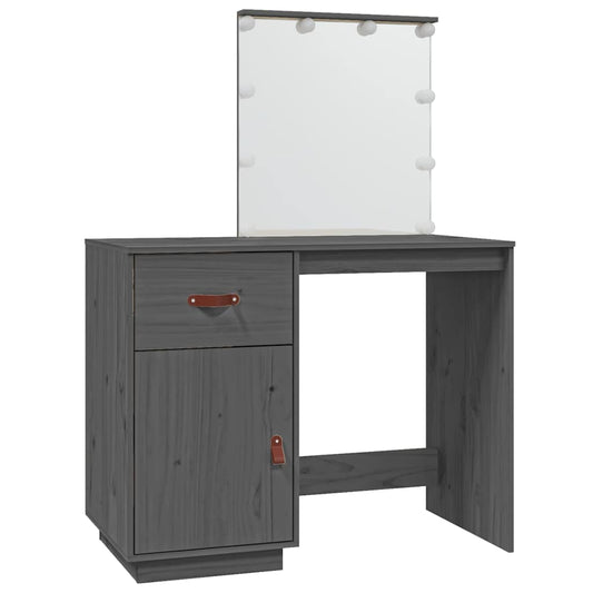 Dressing Table with LED Grey 95x50x133,5 cm Solid Wood Pine