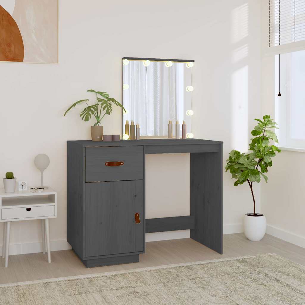 Dressing Table with LED Grey 95x50x133,5 cm Solid Wood Pine