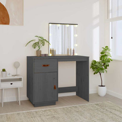 Dressing Table with LED Grey 95x50x133,5 cm Solid Wood Pine