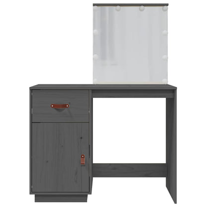 Dressing Table with LED Grey 95x50x133,5 cm Solid Wood Pine