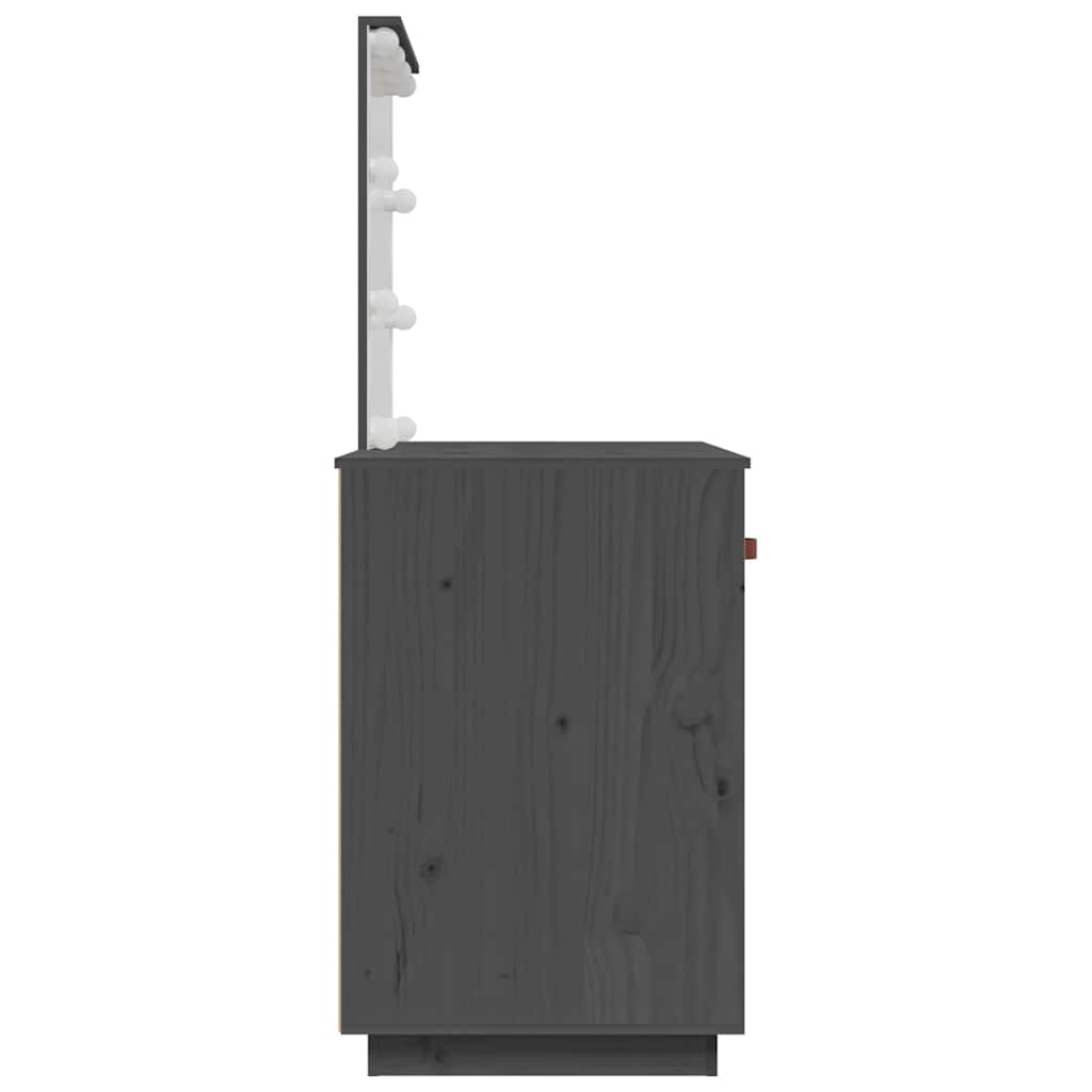 Dressing Table with LED Grey 95x50x133,5 cm Solid Wood Pine