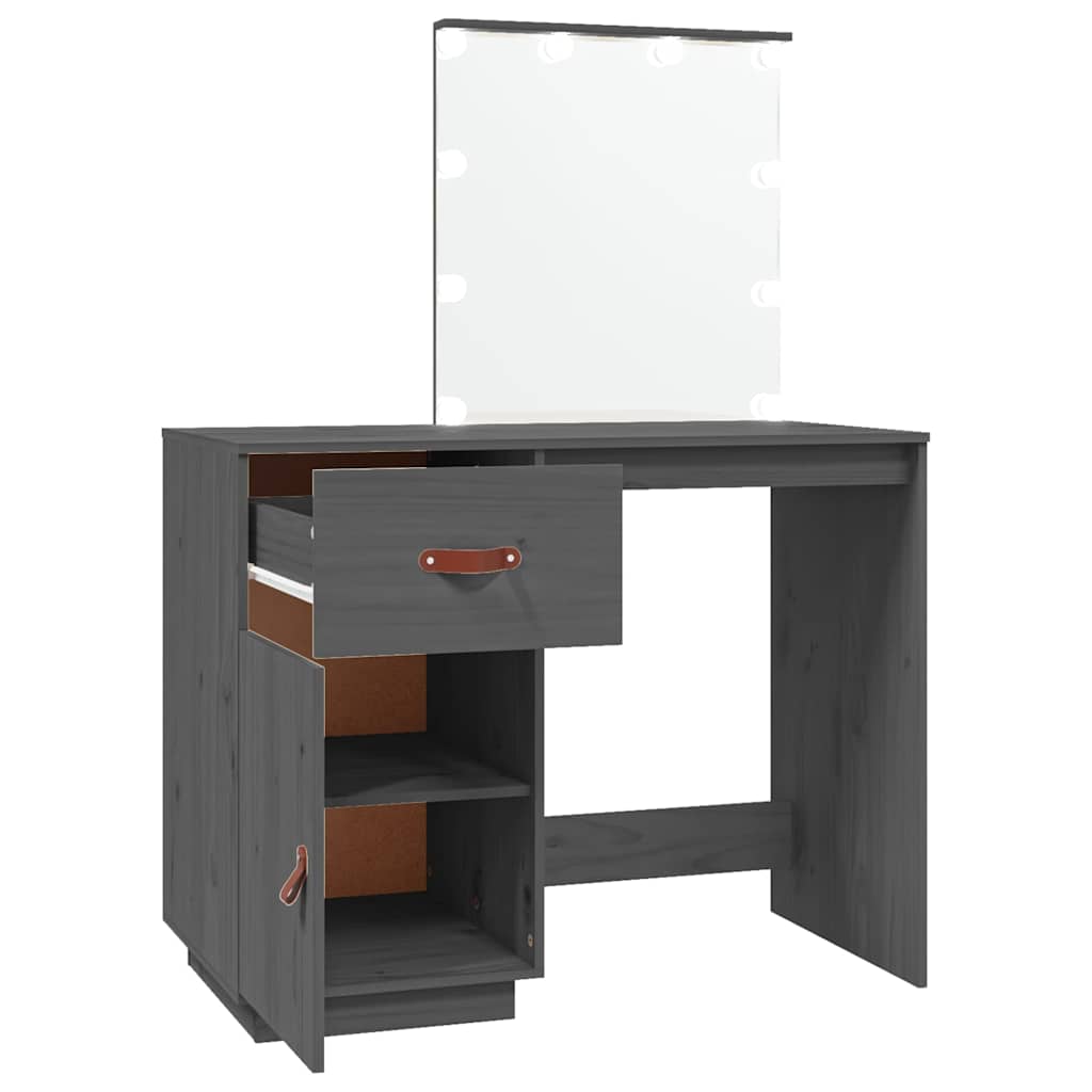 Dressing Table with LED Grey 95x50x133,5 cm Solid Wood Pine