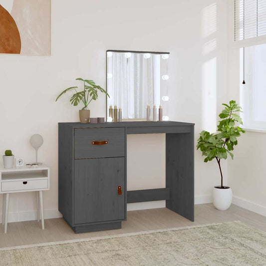 Dressing Table with LED Grey 95x50x133,5 cm Solid Wood Pine