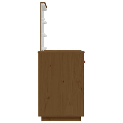 Dressing Table with LED Honey Brown 95x50x133.5 cm