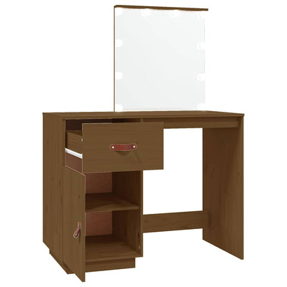 Dressing Table with LED Honey Brown 95x50x133.5 cm