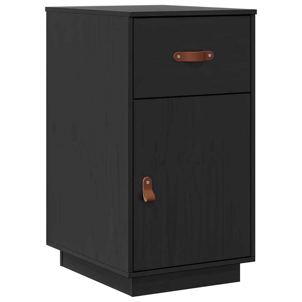 Desk Cabinet Black 40x50x75 cm Solid Wood Pine