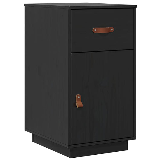 Desk Cabinet Black 40x50x75 cm Solid Wood Pine