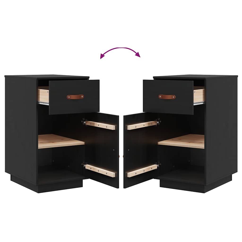 Desk Cabinet Black 40x50x75 cm Solid Wood Pine