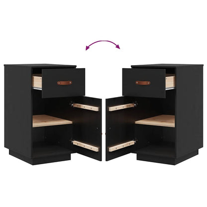 Desk Cabinet Black 40x50x75 cm Solid Wood Pine