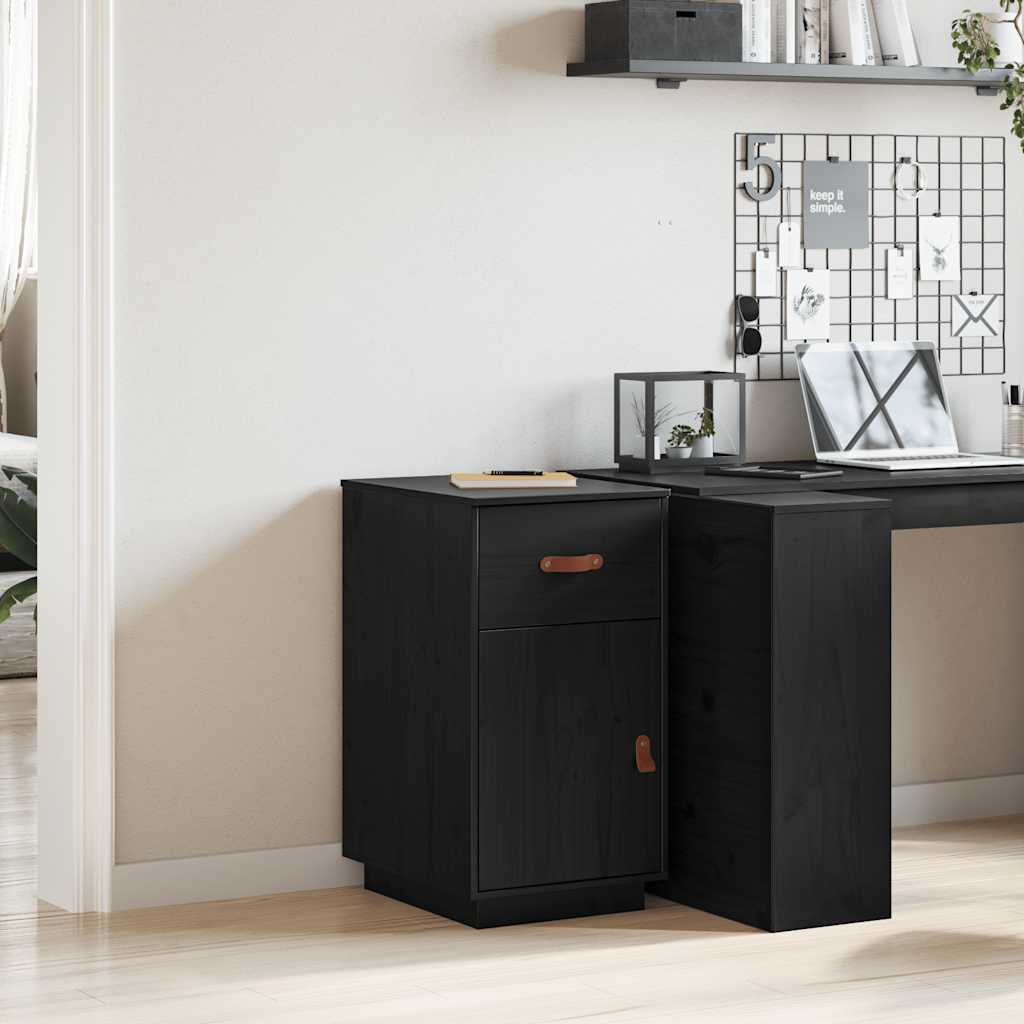 Desk Cabinet Black 40x50x75 cm Solid Wood Pine