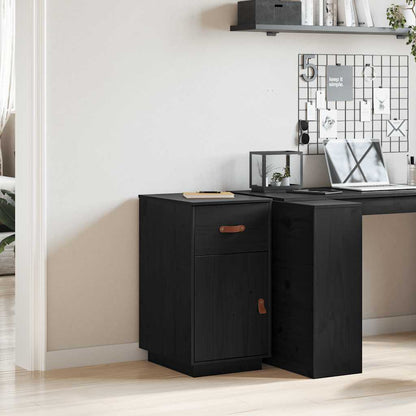Desk Cabinet Black 40x50x75 cm Solid Wood Pine