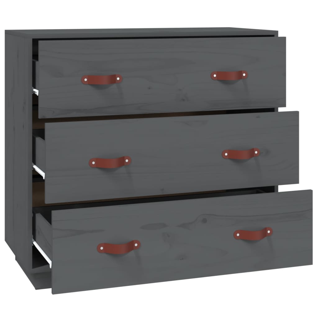 Sideboard Grey 80x40x75 cm Solid Wood Pine