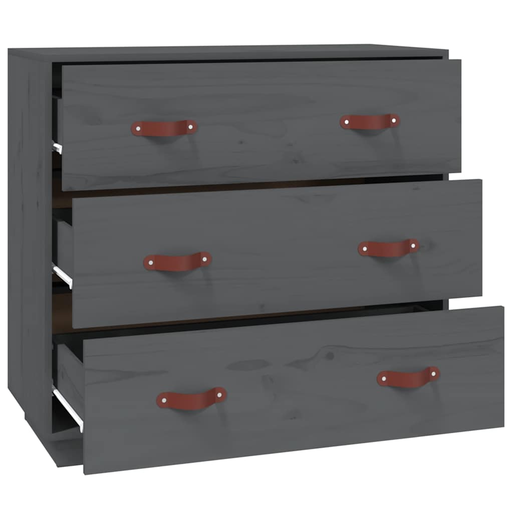Sideboard Grey 80x40x75 cm Solid Wood Pine