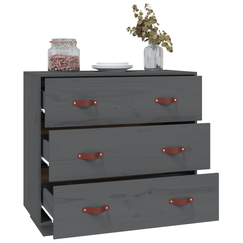 Sideboard Grey 80x40x75 cm Solid Wood Pine