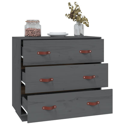 Sideboard Grey 80x40x75 cm Solid Wood Pine