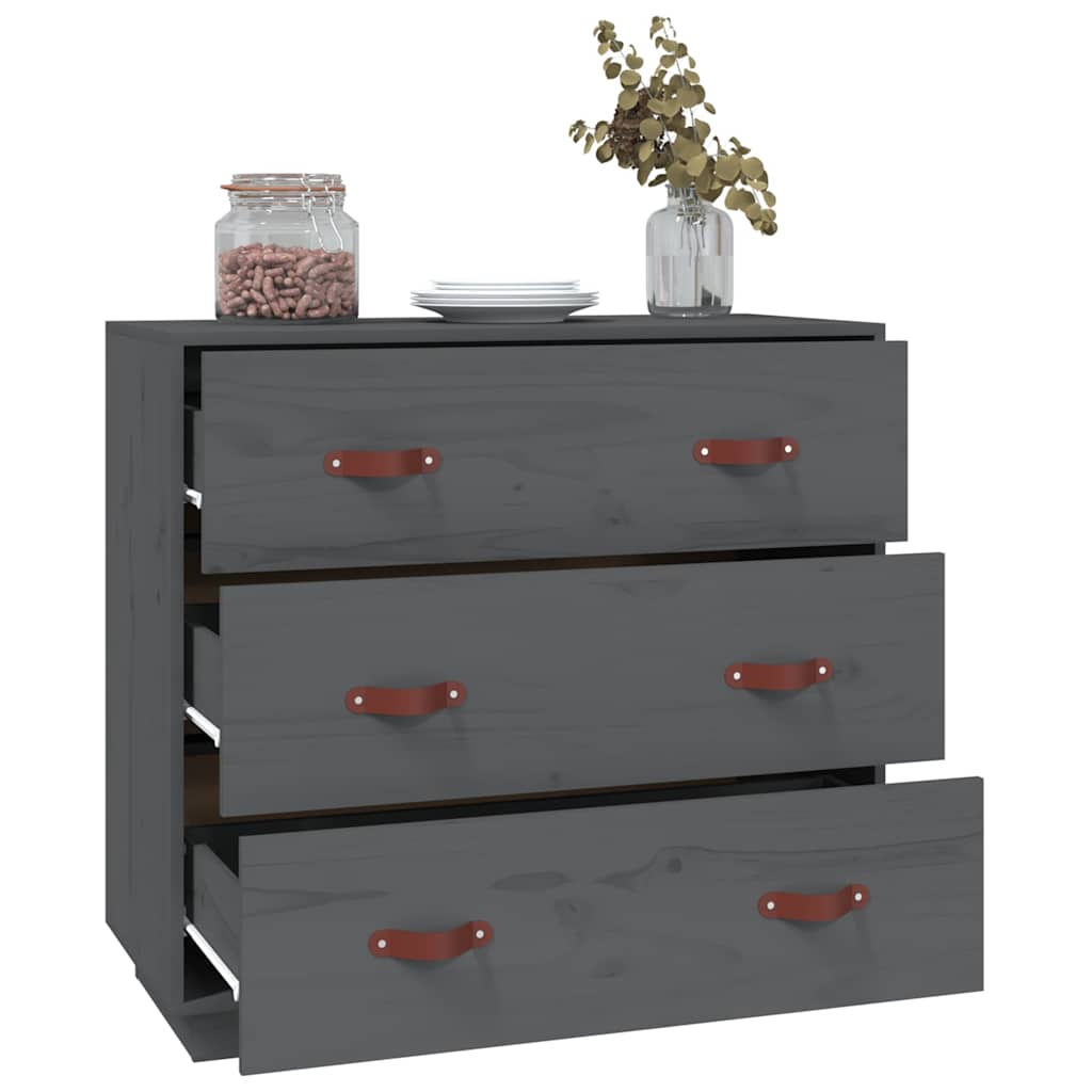 Sideboard Grey 80x40x75 cm Solid Wood Pine