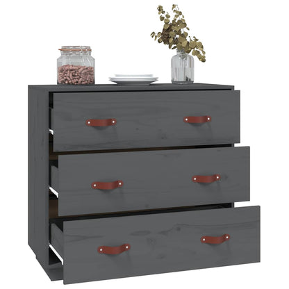 Sideboard Grey 80x40x75 cm Solid Wood Pine