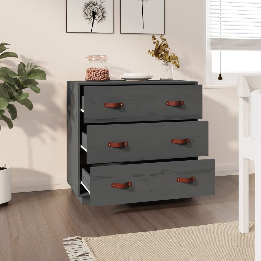 Sideboard Grey 80x40x75 cm Solid Wood Pine