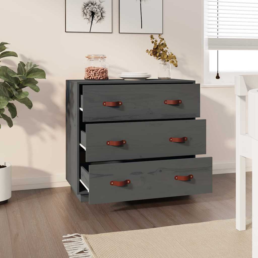 Sideboard Grey 80x40x75 cm Solid Wood Pine