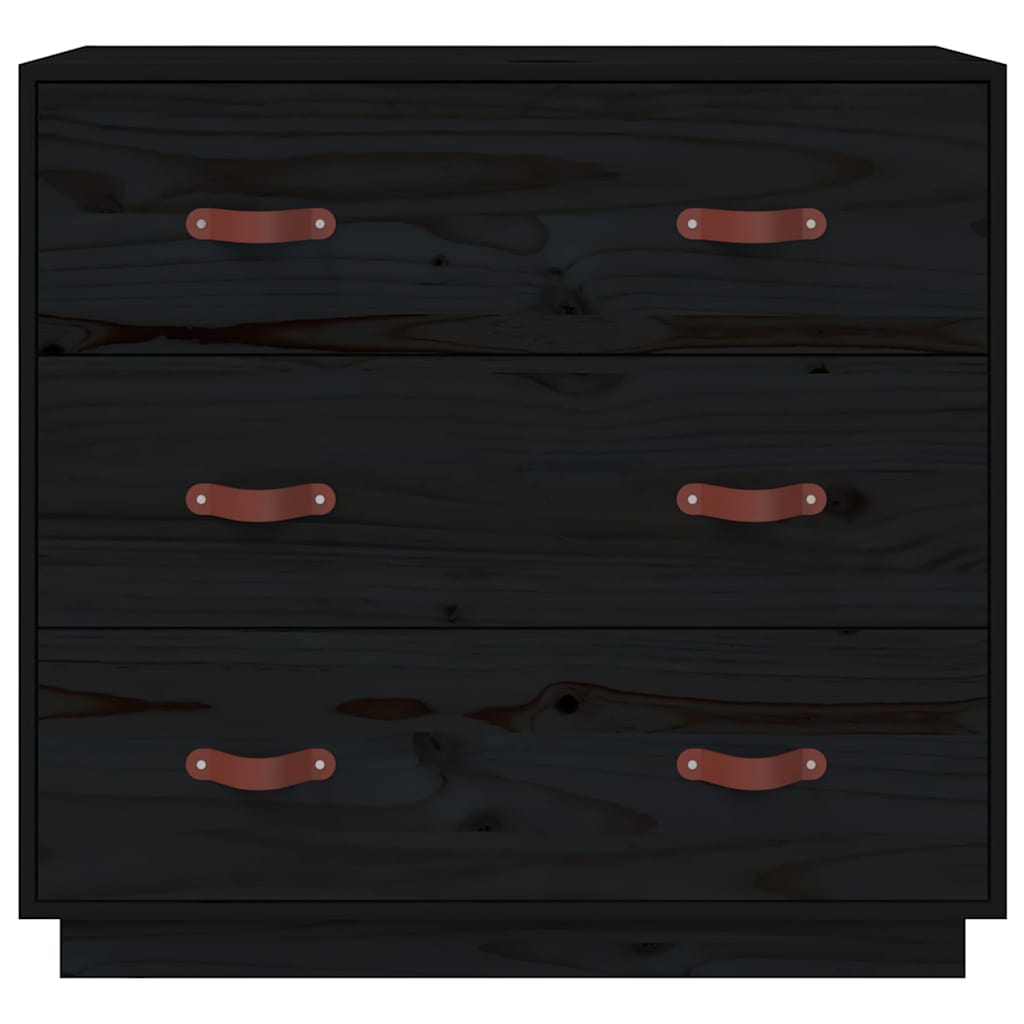 Sideboard Black 80x40x75 cm Solid Wood Pine