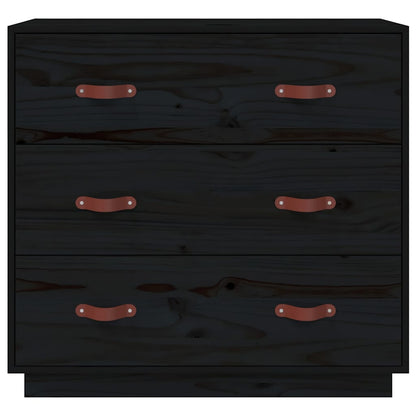 Sideboard Black 80x40x75 cm Solid Wood Pine